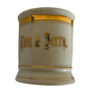 RGKC Tom and Jerry 14K Trim China Cup Vintage White Made in Czechoslovakia 6oz